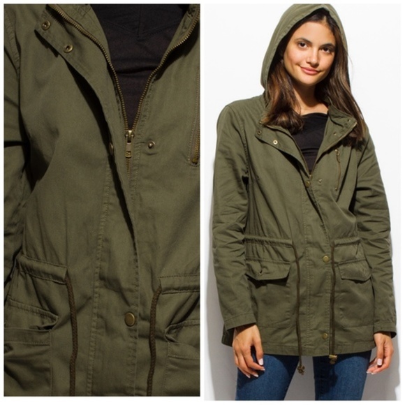 Rosette Unlined Anorak jacket military green New - Picture 3 of 5